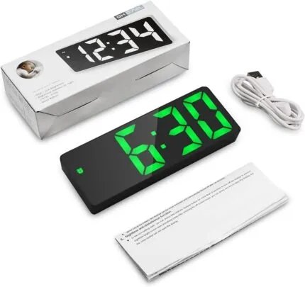 Digital LED Alarm Clock with Large Display | Snooze | Temperature | Voice Control