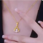 Elegant Gold Plated Fan Necklace for Women | Stylish Statement Jewelry