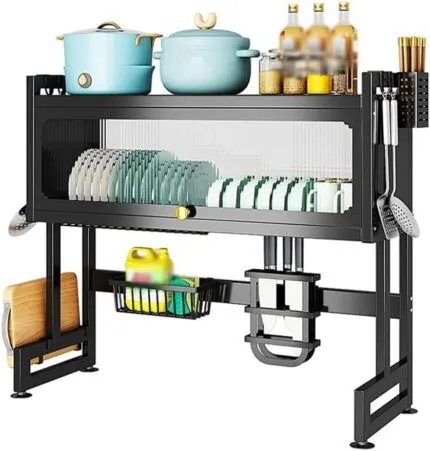 Adjustable Kitchen Sink Shelf with Cabinet Door Organizer |